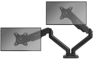 Suporte Articulado Com Pistao a Gas Para Dois Monitores Zinnia Nimbo 200N, 17 Pol. a 32 Pol., Preto