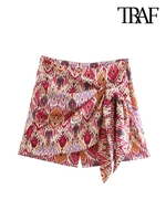 Short-saia estampado com amarração lateral TRAF 