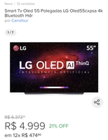 Smart Tv Oled 55 Polegadas LG Oled55cxpsa 4k Bluetooth Hdr | R$ 4999