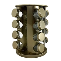 Porta Tempero Condimento Redondo Inox 16 Potes Giratório (Champagne)