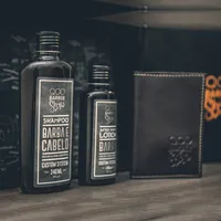 Kit Shampoo QOD Black + Loção Pós Barba + Carteira - Preto R$30