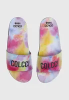 Colcci Rasteira Slide Colcci Tie Dye Rosa/Amarelo | R$ 69,99