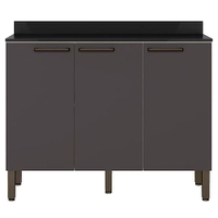 Balcão Triplo Bartira Veneza com 3 Portas e 1 Prateleira - 108,4cm de largura - Freixo/Grafite