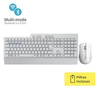 Teclado e Mouse 8200T Sem Fio Bluetooth 2.4 Ghz com Pilha Branco Rapoo - RA006