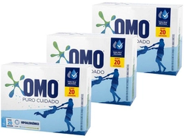 Kit Sabão em pó omo Puro cuidado com 3 unidades de 1.6Kg | R$13 unid