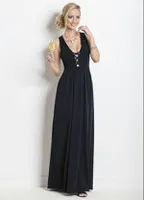 Vestido Longo com Tiras no Decote Preto - R$45