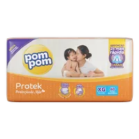Fralda Pom Pom Protek Proteção de Mãe Hiper XG 60 unidades. | R$40