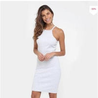 Vestido Tigs Tubinho Curto Ribana Alça - Mescla - R$34,90