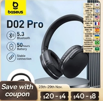 [Taxa Inclusa/ app] Fone Baseus D02 Pro sem fio, bluetooth 50 horas de bateria 