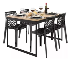 Mesa de Jantar 120x90 com 4 Cadeiras Sofisticadas (Cores: Mel e Preta)