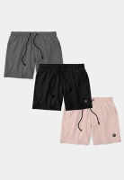 Kit 3 Shorts Bermuda Life Praia Masculino Casual Básico Mauricinho Tactel Preto/Rosa