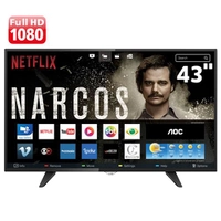 Smart TV LED 43" Full HD AOC LE43S5970 com Wi-Fi, Conversor Digital Integrado, App Gallery, Botão Netflix, Entradas HDMI e USB - R$1500