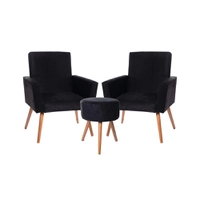 Kit Poltrona Nina Preta + Puff Redondo | R$ 304