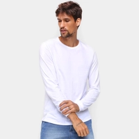 【Tam.: M e GG】Camiseta Hering Manga Longa Masculina - Branco