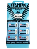 Kit 6 Caixas Lâminas Barbear Feather Platinum Coated Blades Com 10 Cada -