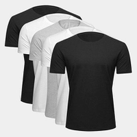 Kit 5 Camisetas Básicas Masculinas Preto e Branco