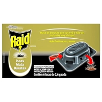 [REC]Raid Inseticida Iscas Mata Baratas, Elimina Baratas Até Nos Ninhos, Proteção por até 3 meses, 6 Unidades, 2,6g