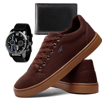 Tênis Masculino Sapatenis Sapatofran Leve Skateboard com Relógio e Carteira