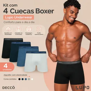 Kit 4 Cuecas Lupo Boxer Algodão Cotton