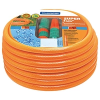Mangueira Super Flex Tramontina Com Engates Rosqueados E Esguicho Em Pvc Laranja 20 M
