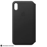 Capa de couro Folio para iPhone XS Max - Preta