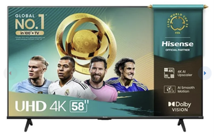 Smart TV 58" Hisense 4K UHD com Dolby Vision e Alexa integrada