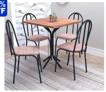 Conjunto de Mesa e 4 Cadeiras Thais Artefamol - Marrom Cacau