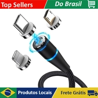 [BRASIL] Cabo Carregador Magnético 3 em 1 com LED – Lightning, Micro USB e Tipo C