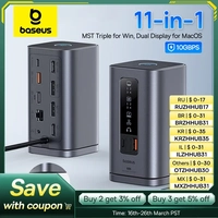 [Com Taxa] Hub USB-C 11-em-1 DisplayPort 4K 60Hz RJ45 Baseus - Com saídas para 3 monitores simultaneamente 