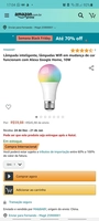 Lâmpada inteligente Wifi funcionam com Alexa Google Home, 10W | R$ 60