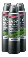 Kit 3 Un Desodorante Dove Men Minerais + Salvia Aerosol