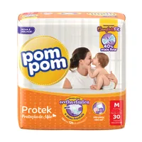 Fralda Pom Pom Protek Tamanho M Pacote Jumbo 30 un. | R$19