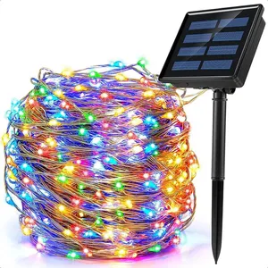 [MOEDAS R$0,53]Luzes Solares Corda Impermeáveis 8 Modos Jardim