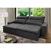 Sofá Retrátil/Reclinável Amsterdam 2,30m Suede Velut Cinza c/ Molas no Assento - King House