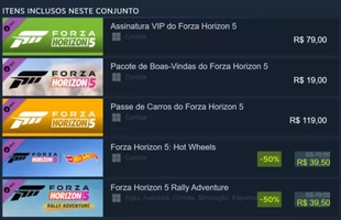 Economize 59% em Pacote de Complementos Supremo do Forza Horizon 5 no Steam