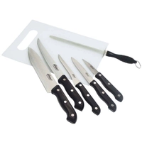 Jogo de Facas 7 peças com Chaira e Tábua - Bon Gourmet Preto - R$34,20