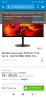 240hz 1ms curvado | R$1900