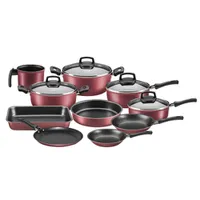 Jogo De Panelas 10 Peças Trevalla Gourmet Cereja e Grafite | R$198