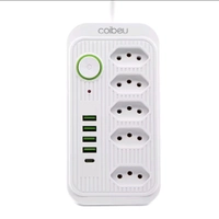 [BR /Moedas R$ 27] Extensao Filtro de Linha (5 tomadas, 4 usb e 1 usb tipo C)