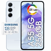 [ESTUDANTES] Smartphone Samsung Galaxy A55 5G Versão 256GB 8GB RAM Tela 6.6 + Cartão de Memória EVO Plus 128GB