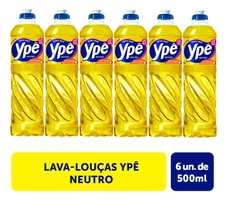 Detergente Lava Louças Ypê Neutro 500ml Com 6 Unidades