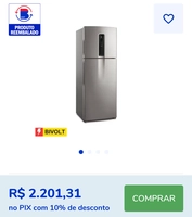 REEMBALADO: Geladeira Electrolux Frost Free Inverter 480L IT70S Duplex Inox Look - Bivolt