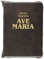 Bíblia Zíper Média Marrom - Capa comum