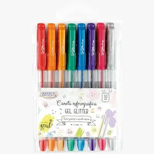 Caneta Gel Glitter 1.0mm Blister 8 Cores BRW