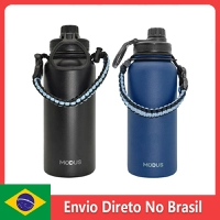 [🇧🇷] Garrafa de água Isolada Vacuum Aço Inoxidável，Garrafa Esportiva de Boca Larga，Tampa com Bico à Prova de Vazamentos，com Cordão - AliExpress 
