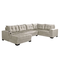Sofá de Canto 6 Lugares Dijon com USB e Chaise