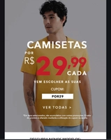 Camisetas por R$ 29,99 na Hering Outlet