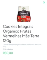 [SP] Rappi Pão de Açúcar - Mini Cookies Integrais Orgânicos Frutas Vermelhas Mãe Terra 120g R$0,00