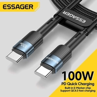 [Taxa Inclusa] Cabo usb Tipo C / Tipo C Essager 100W 1 Metro - Cor Azul