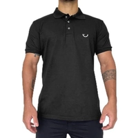 Camisa Polo Masculina Algodão Piquet Preta
